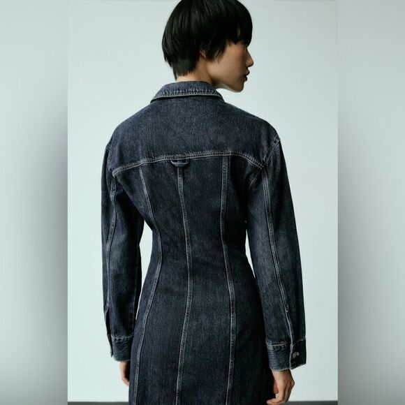ZARA TRF DENIM DRESS - Picture 8 of 12